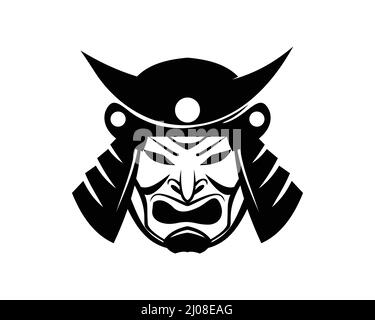 Symbole du masque de guerrier samouraï avec style Silhouette Illustration de Vecteur