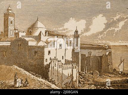 Une gravure de 1893 simplement étiquetée 'la mosquée principale d'Alger', Algérie. Il s'agit probablement de la mosquée Ketchaoua d'origine, alias جامع كتشاوة ou Djamaa Ketchaoua, construite en 1612, convertie à la cathédrale Saint-Philippe par les Français et démolie plus tard avant 1860. --- alternativement, l'image peut représenter le Djamaa el Kebir ou الجامع الكبير, également connu sous le nom de Grande Mosquée d'Alger (Grande mosaïque d'Alger en français). Banque D'Images