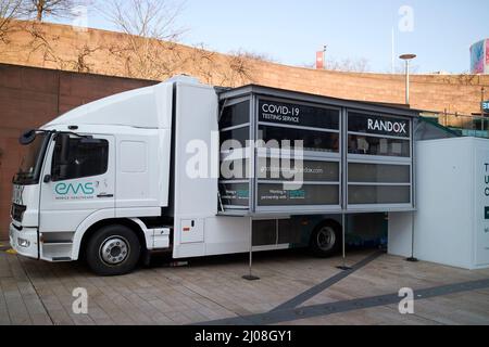 randox covid-19, camion d'essai mobile liverpool, angleterre, royaume-uni Banque D'Images