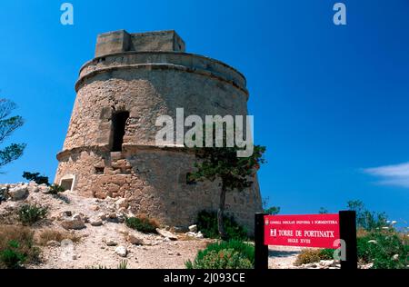 'Torre de Portinatx', Ibiza, Espagne, Europe Banque D'Images