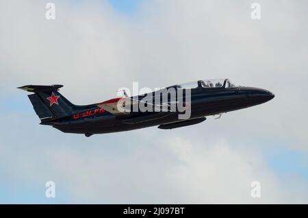 Aero L-29 Delfín, (Dolphin) OTAN nom du reportage: Maya. Avion-entraîneur militaire 1960s Era fabriqué par la compagnie aéronautique tchécoslovaque Aero Vodochody Banque D'Images