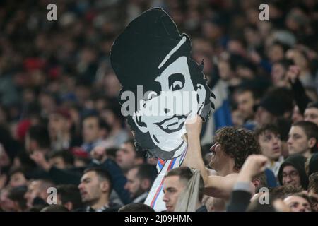 Lyon, France. 17th mars 2022. Les supporters de Lyon lors de l'UEFA Europa League, Round of 16, match de football à 2nd jambes entre l'Olympique Lyonnais (Lyon) et le FC Porto le 17 mars 2022 au stade Groupama de Decines-Charpieu près de Lyon, France crédit: Live Media Publishing Group/Alay Live News Banque D'Images