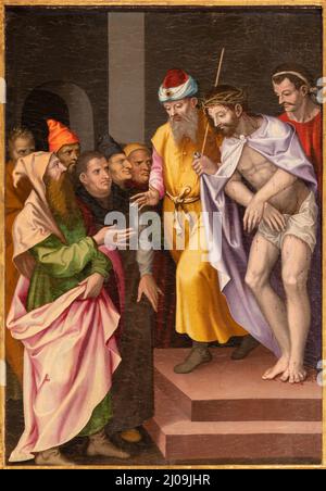 VALENCE, ESPAGNE - 14 FÉVRIER 2022: La peinture de 'Ecce Homo' dans l'église Iglesia San Juan del Hospital par Jeronimo Vicent Vallejo y Cosida Banque D'Images