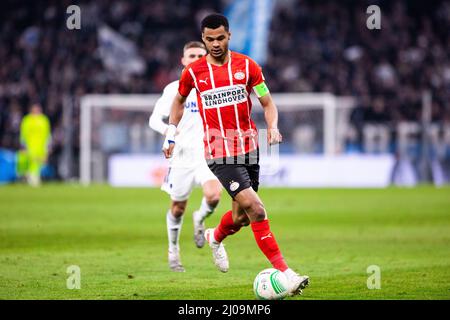 Copenhague, Danemark. 17th mars 2022. Cody Gakpo (11) du PSV Eindhoven vu lors du match de l'UEFA Europa Conference League entre le FC Copenhague et le PSV Eindhoven à Parken à Copenhague. (Crédit photo : Gonzales photo/Alamy Live News Banque D'Images