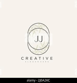 Jj lettre initiale logo fleur modèle Vector Premium Illustration de Vecteur