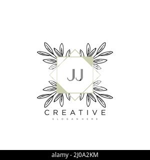 Jj lettre initiale logo fleur modèle Vector Premium Illustration de Vecteur