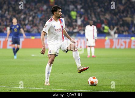 Lyon, France. 17th mars 2022. Lucas Paqueta de Lyon lors de l'UEFA Europa League, Round de 16, match de football à 2nd jambes entre l'Olympique Lyonnais (Lyon, OL) et le FC Porto le 17 mars 2022 au stade Groupama de Decines-Charpieu près de Lyon, France - photo Jean Catuffe / DPPI crédit: DPPI Media/Alay Live News Banque D'Images