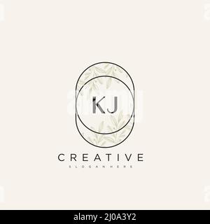 KJ lettre initiale logo Fleur modèle Vector Premium Illustration de Vecteur