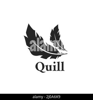 Deux logos silhouette de plumes, illustration vectorielle de modèle d'élément de plumes abstrait Illustration de Vecteur