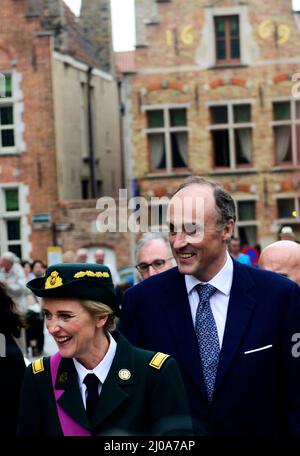 21st juillet, Bruges, Belgique.la princesse Astrid de Belgique et son époux le prince Lorenz à la fête nationale belge. Banque D'Images