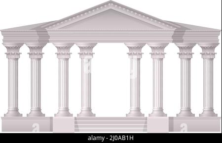 Colonnes blanches anciennes réalistes composition réaliste avec style 3d activé illustration vectorielle sur fond blanc Illustration de Vecteur