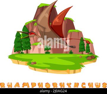 Carte de mot de dinosaure pour l'illustration du rhamphorhynchus Illustration de Vecteur