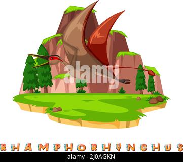 Carte de mot de dinosaure pour l'illustration du rhamphorhynchus Illustration de Vecteur