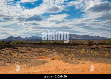 Les collines de Chyulu se trouvent dans le parc national de Tsavo West, au Kenya. Banque D'Images