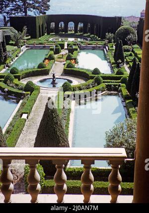 Villa Gamberaia, jardin en terrasse du XVIIIe siècle, Settignano, Toscane, Italie 1957 Banque D'Images