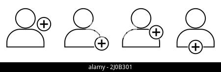 Ajouter des icônes de ligne mâle utilisateur Illustration de Vecteur