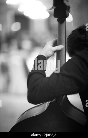 Musicien de jazz jouant de l'instrument de musique de basse double Banque D'Images