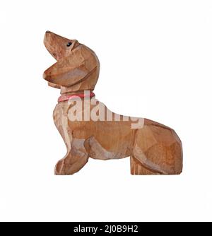 Figurine de dachshund en bois vintage Banque D'Images