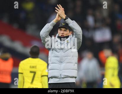 16 mars 2022 - Lille / Chelsea - Ligue des champions de l'UEFA - manche des seize - deuxième étape - Stade Pierre-Mauroy Thomas Tuchel lors du match de la Ligue des champions contre Lille. Crédit photo : © Mark pain / Alamy Live News Banque D'Images