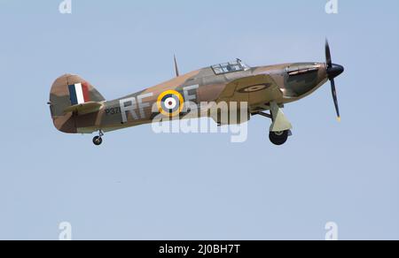 Headcorn, Kent, Royaume-Uni - juillet 1st 2018 l'avion de chasse Hurricane WW2 vole au-dessus du Kent. Banque D'Images