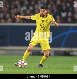 16 mars 2022 - Lille / Chelsea - Ligue des champions de l'UEFA - manche des seize - deuxième étape - Stade Pierre-Mauroy Jorginho lors du match de la Ligue des champions contre Lille. Crédit photo : © Mark pain / Alamy Live News Banque D'Images