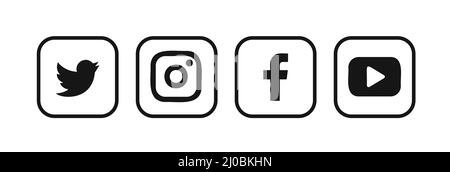 Ensemble de logos sur les réseaux sociaux. Réseau social populaire. Illustration de Vecteur