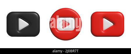 Logo YouTube. YouTube. Icône YouTube 3D. vecteur 3d. Illustration de Vecteur