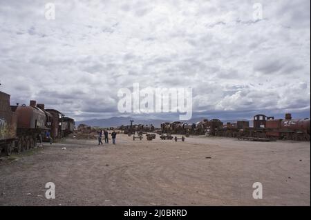 Cimetière ferroviaire, Salar de Uyuni, Bolivie, Amérique du Sud Banque D'Images