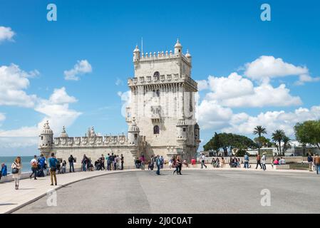 La Tour de Belém situé sur le Tage, Lisbonne, Portugal Banque D'Images