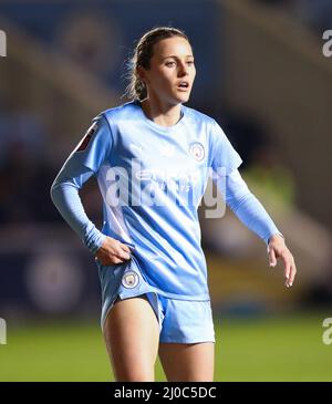 Hayley Raso de Manchester City pendant le match de la Super League féminine de Barclays FA au stade Academy, à Manchester. Date de la photo: Mercredi 16 mars 2022. Banque D'Images