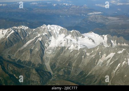 Montblanc Mont blanc France Alpes montagnes vue aérienne Banque D'Images
