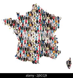 France map personnes groupe personnes groupe multiculturel Banque D'Images