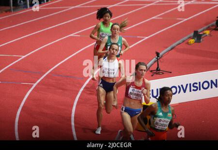 Belgrade, Serbie. 18th mars 2022. Aurore Fleury de France chauffe 1500 M lors des Championnats du monde d'athlétisme en salle 2022 le 18 mars 2022 à Stark Arena à Belgrade, Serbie. Photo de Laurent Lairys/ABACAPRESS. Banque D'Images