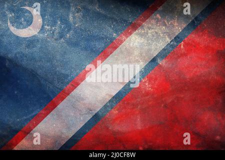 Vue de dessus du drapeau rétro de Clinton, Caroline du Sud, États d'Amérique déliés avec texture grunge. USA patriote et Voyage concept. Pas de mât. Plan de Banque D'Images