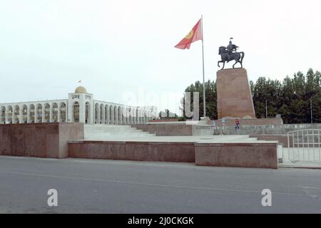 Monument au héros de l'épopée nationale Manas le Grand, Bichkek, Kirghizistan Banque D'Images