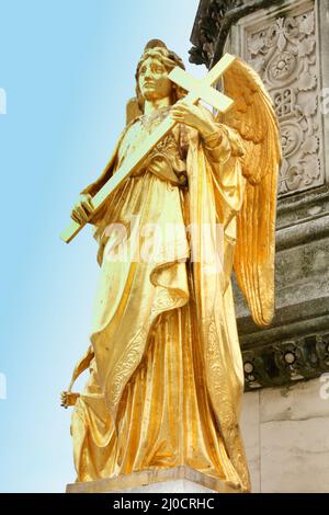 La colonne de Marie en face de la cathédrale de Zagreb Banque D'Images