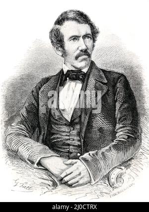 Portrait de David Livingstone (1813-1873) Scottish Explorer, Doctor and Missionary c19th Portrait Engraving or Vintage Illustration Banque D'Images
