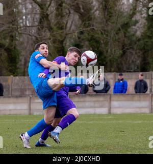 Le FC de la ville de Liverpool a accueilli le FC Warrington Rylands 1906 au VanEupen Arena, au port d'Ellesmere. Pour un match non-ligue de la saison 2021-2022. Dean fur Banque D'Images