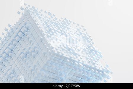 Matériau du cube abstrait, arrière-plan de la géométrie, rendu 3D. Dessin numérique informatique. Banque D'Images