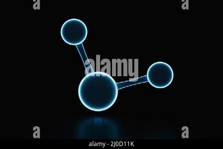 Image holographique de la molécule, élément futuriste, rendu 3D. Dessin numérique informatique. Banque D'Images