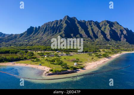 Kualoa Beach Park, baie de Kaneohe, Oahu, Hawaï Banque D'Images