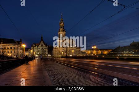 La Cathédrale de Dresde - Cathédrale de la Sainte Trinité - Église catholique de la Cour Royale de Saxe - Hofkirche Katholische. Banque D'Images