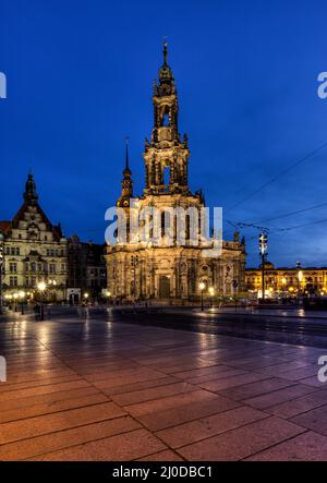 La Cathédrale de Dresde - Cathédrale de la Sainte Trinité - Église catholique de la Cour Royale de Saxe - Hofkirche Katholische. Banque D'Images