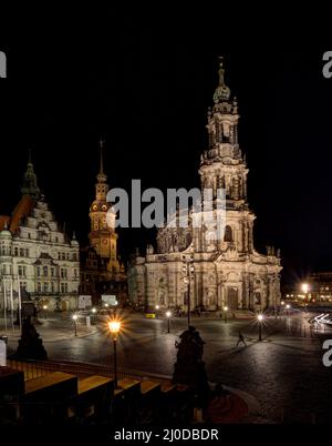 La Cathédrale de Dresde - Cathédrale de la Sainte Trinité - Église catholique de la Cour Royale de Saxe - Hofkirche Katholische. Banque D'Images