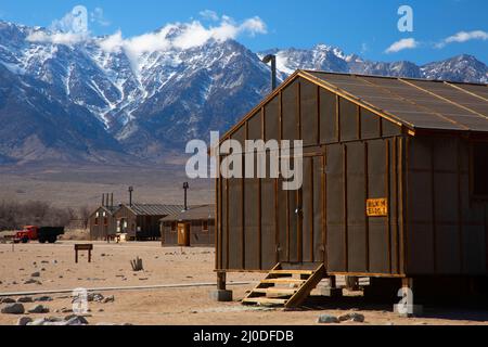 Casernes du bloc 14, site historique national de Manzanar, route pittoresque de l'est de la Sierra, Californie Banque D'Images