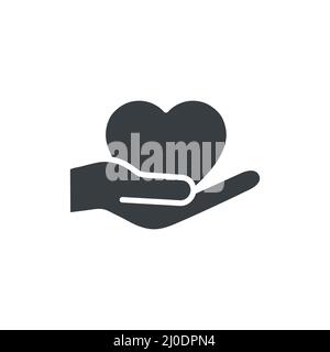 Icône en forme de coeur et de mains colorées. Symbole multiculturel de l'aide humaine et du soutien. Illustration de Vecteur