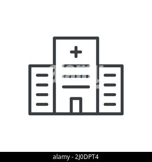 Icône de la ligne de construction de l'hôpital. Centre de contour médical. Illustration de Vecteur