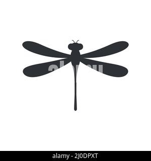 Jolies libellules avec ligne pointillée. Fling vert libellule Illustration de Vecteur