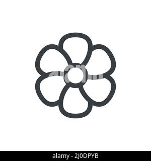 Icône de ligne de fleurs. Symbole de fleur tendance. Belle plante linéaire. Illustration de Vecteur