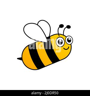 Personnage de dessin animé de l'abeille volant. Bonne abeille mignonne. Illustration de Vecteur